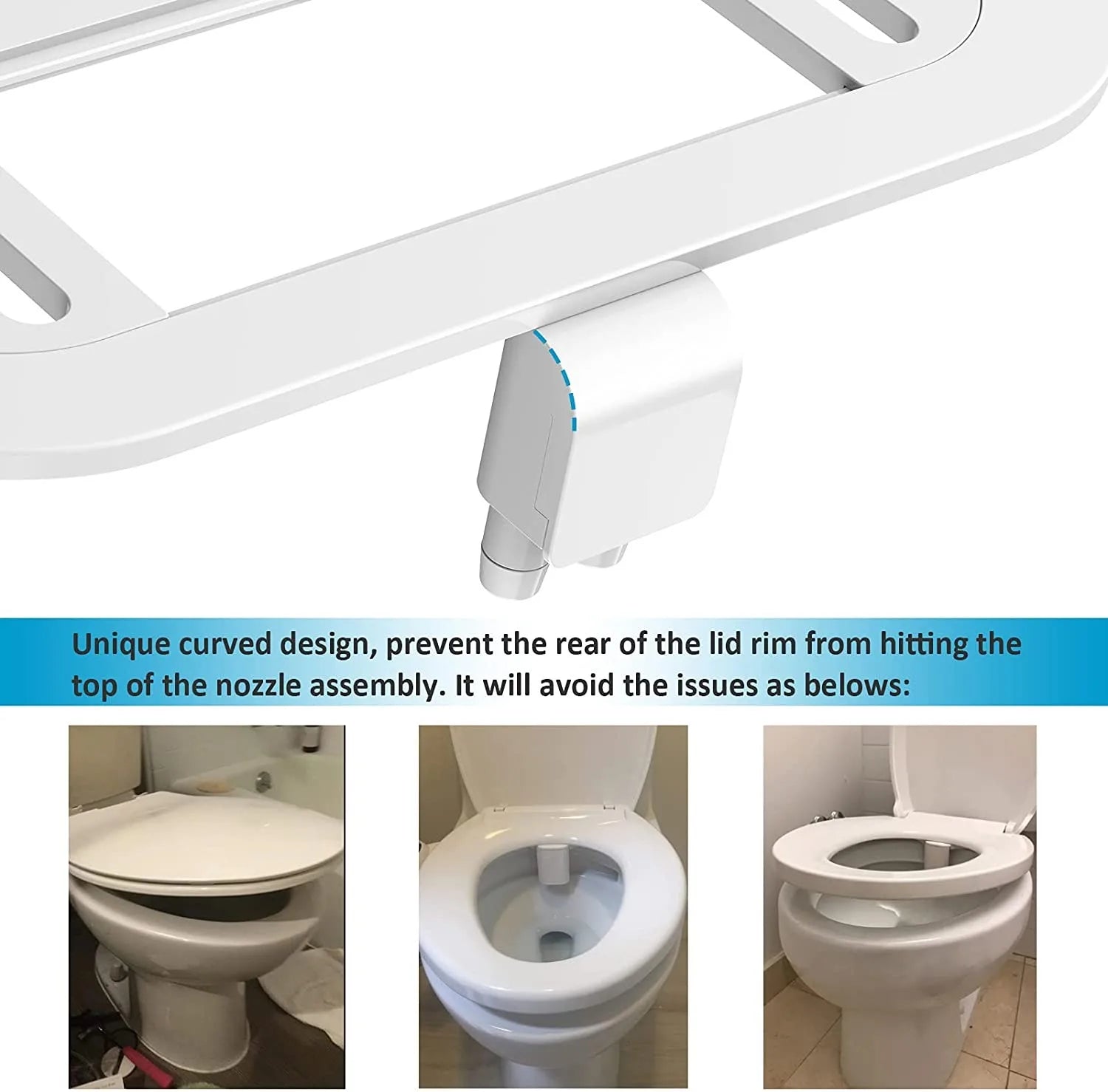 Une sélection de bidets ultra-minces à double buse, non électriques, avec pression d'eau réglable, idéaux pour améliorer l'hygiène de vos toilettes sans nécessiter d'installation complexe