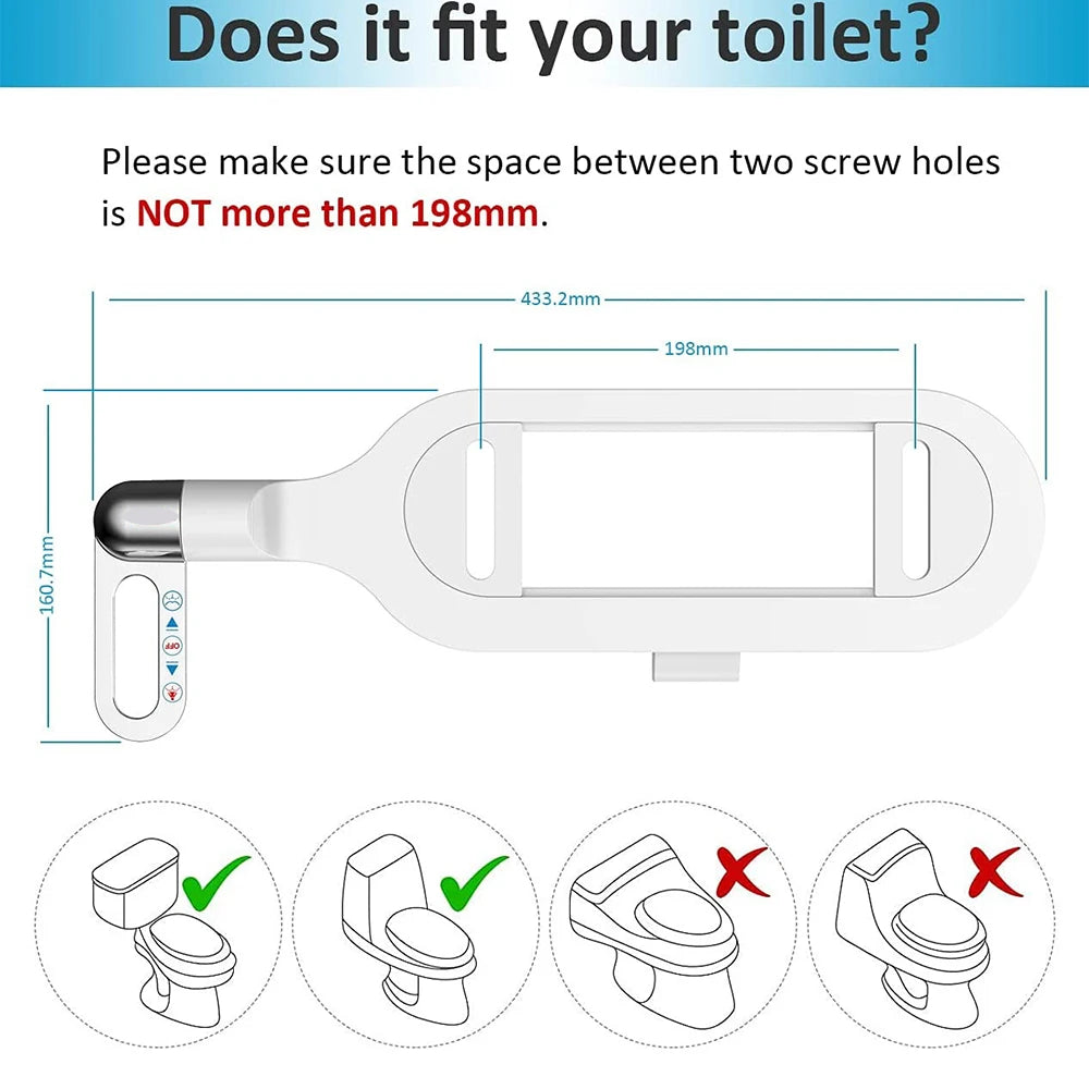 Une sélection de bidets ultra-minces à double buse, non électriques, avec pression d'eau réglable, idéaux pour améliorer l'hygiène de vos toilettes sans nécessiter d'installation complexe